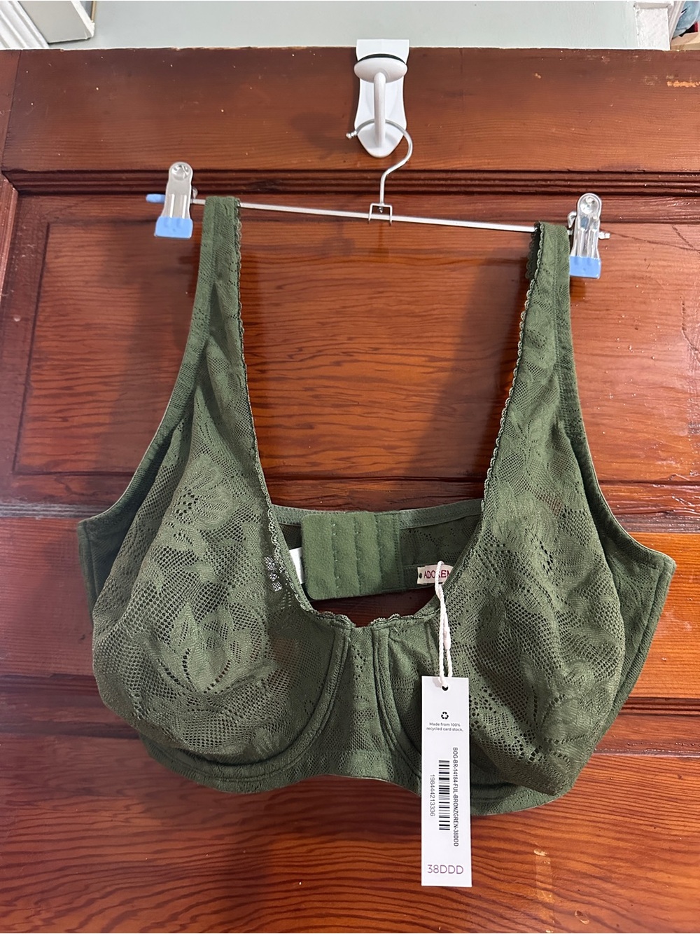 Adore Me Olive Green Lace Underwire Bra